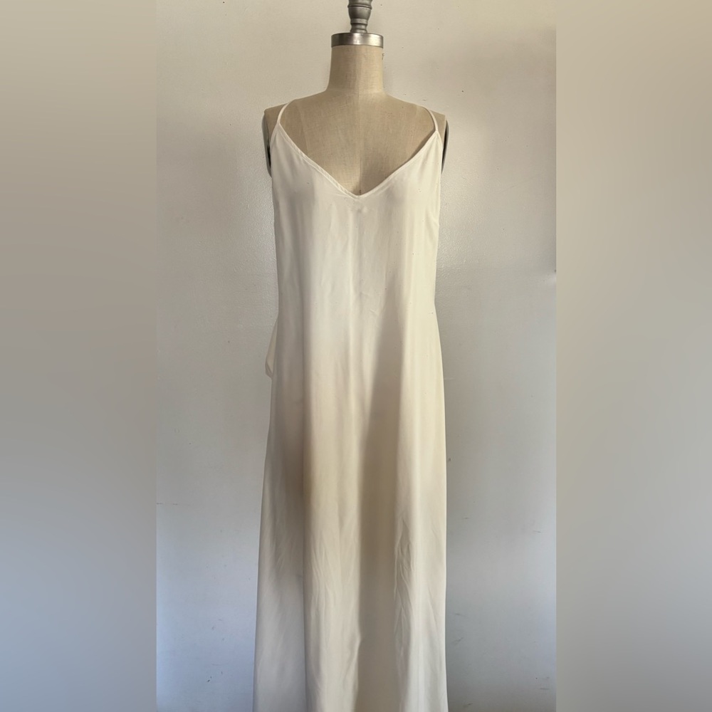 STAUD Machu Silk Cream V-Neck Spaghetti Strap Slip Maxi Dress - Picture 5 of 10